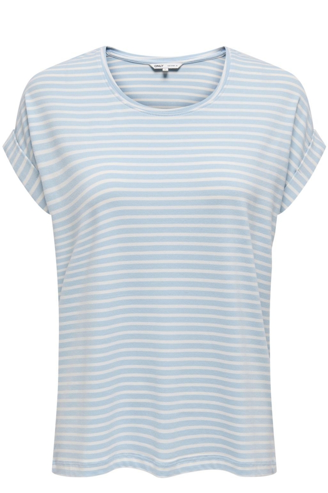 ONLMOSTER STRIPE S/S O-NECK TOP JRS 15206243 CLEAR SKY/CLOUD DANC